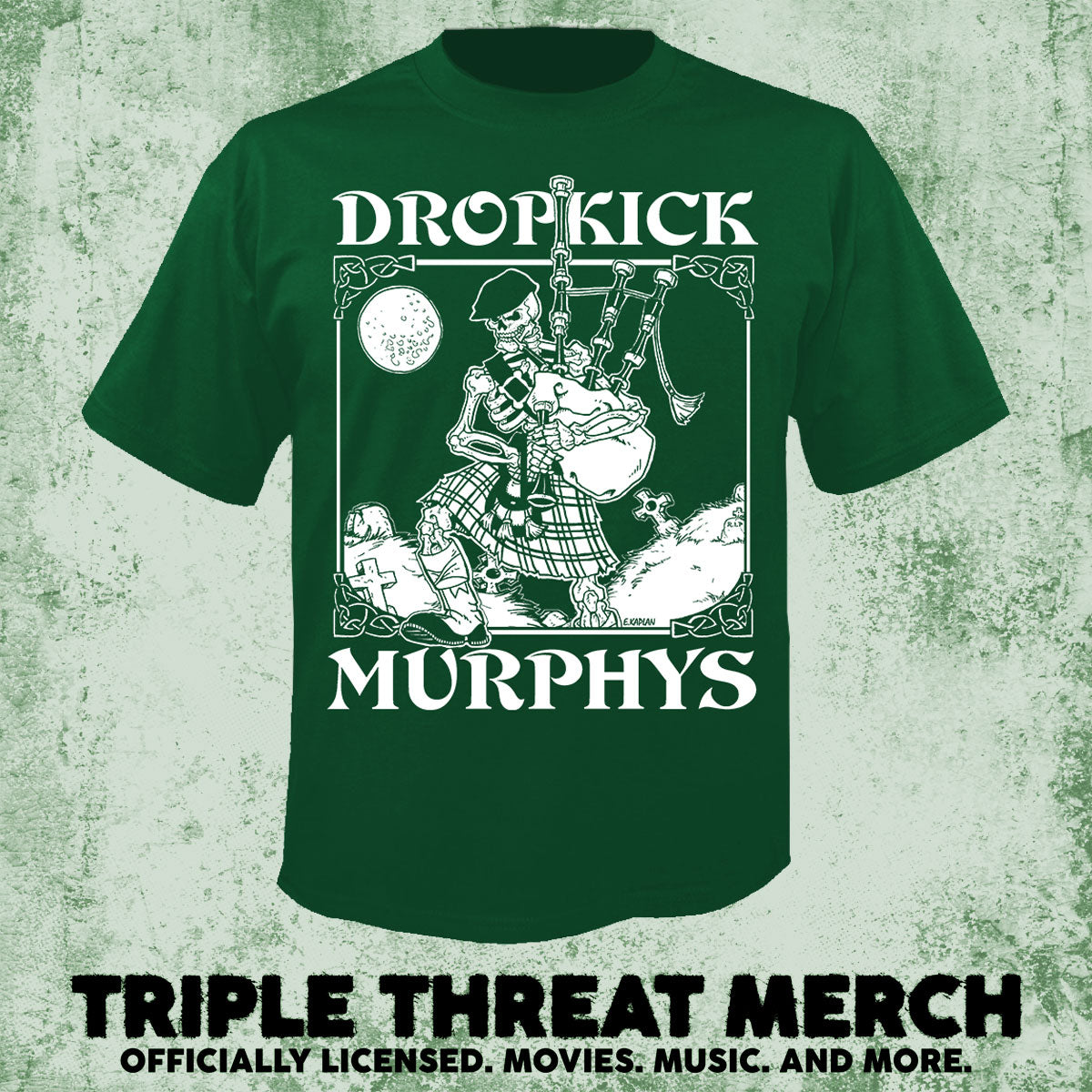 Dropkick Murphys - Skelly Piper (Green) [Mens Shirt]