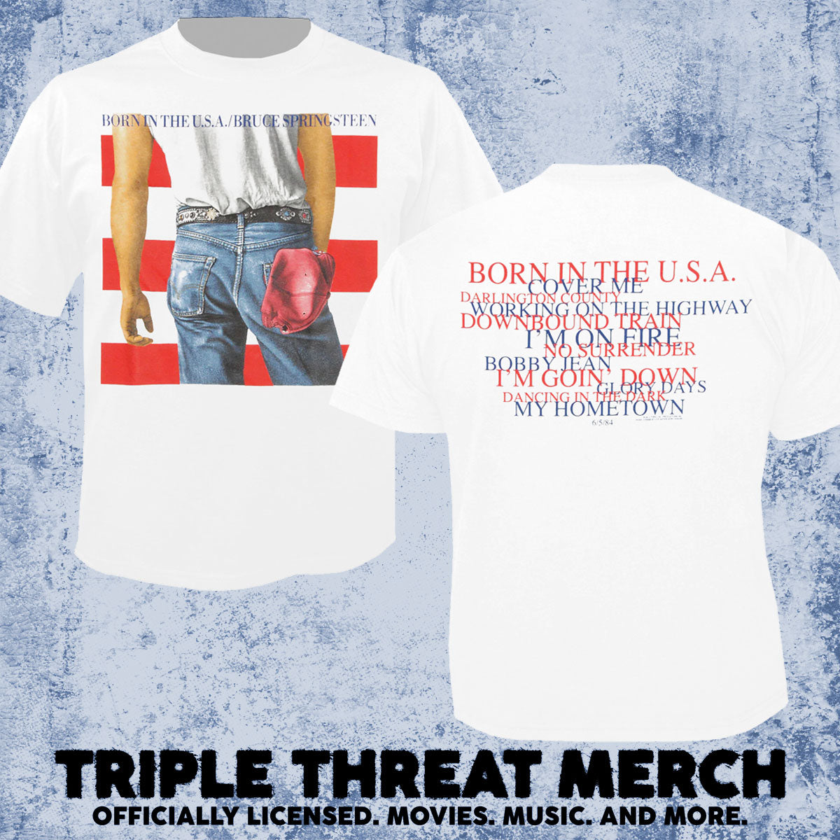 Bruce Springstein - Born In The USA (White) [Mens Shirt]