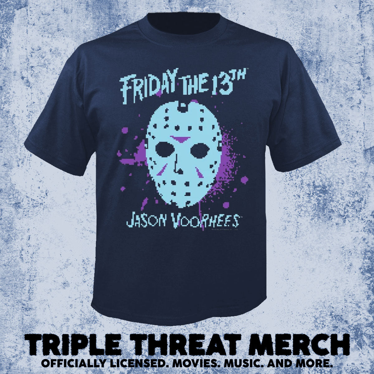 Friday The 13th - Retro Mask (Navy Blue) [Mens Shirt]