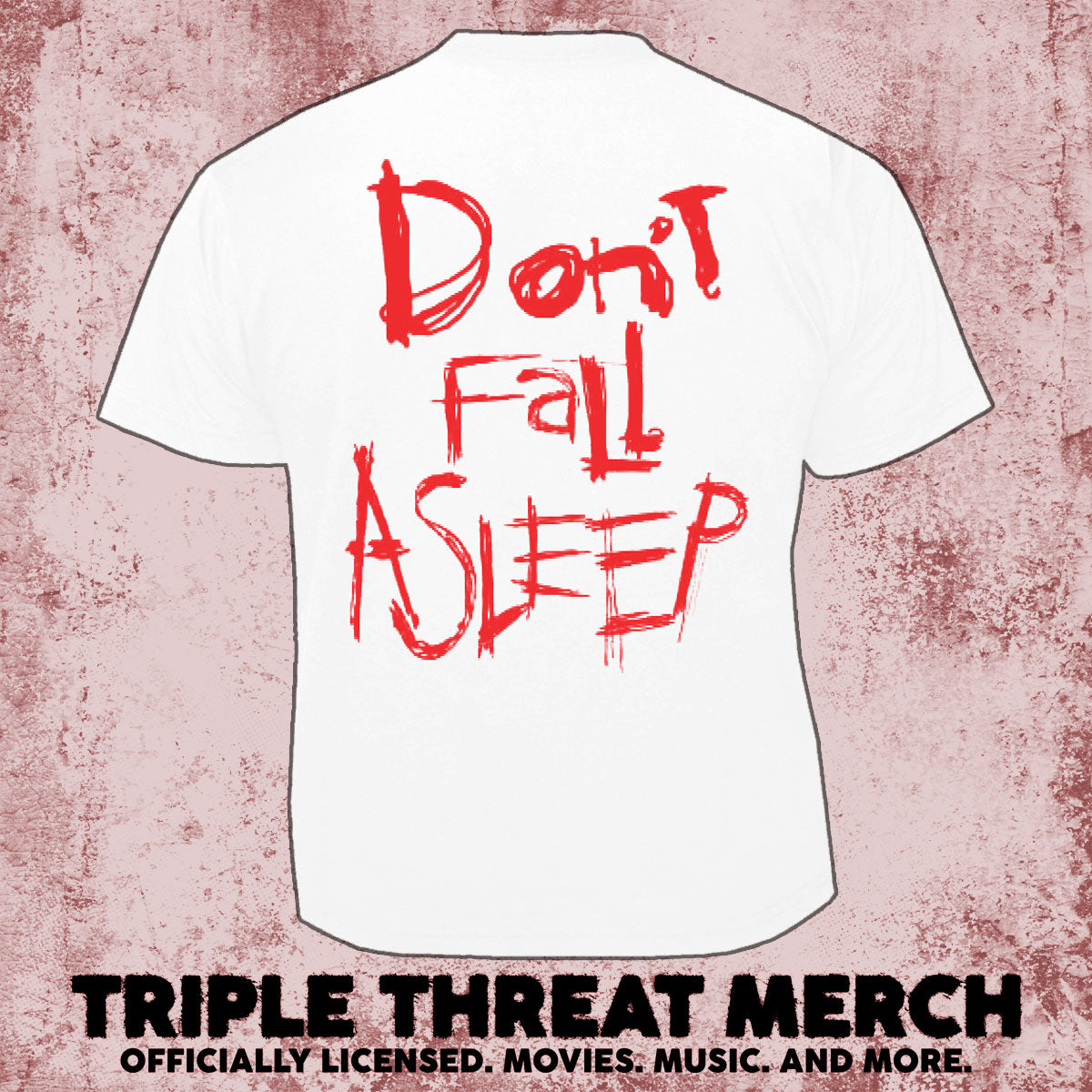Nightmare On Elm Street - Dont Fall Asleep (Front And Back Print) (White) [Mens Shirt]