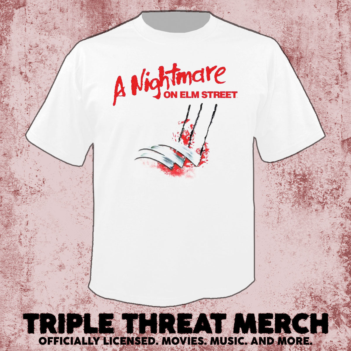 Nightmare On Elm Street - Dont Fall Asleep (Front And Back Print) (White) [Mens Shirt]