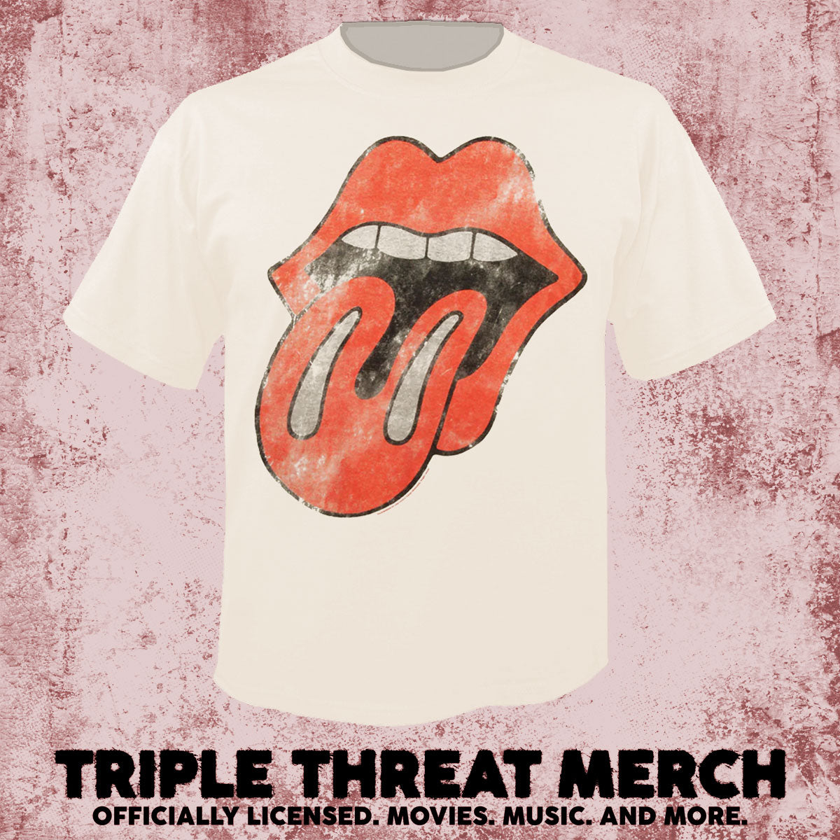 Rolling Stones - Logo (Cream) [Mens Shirt]