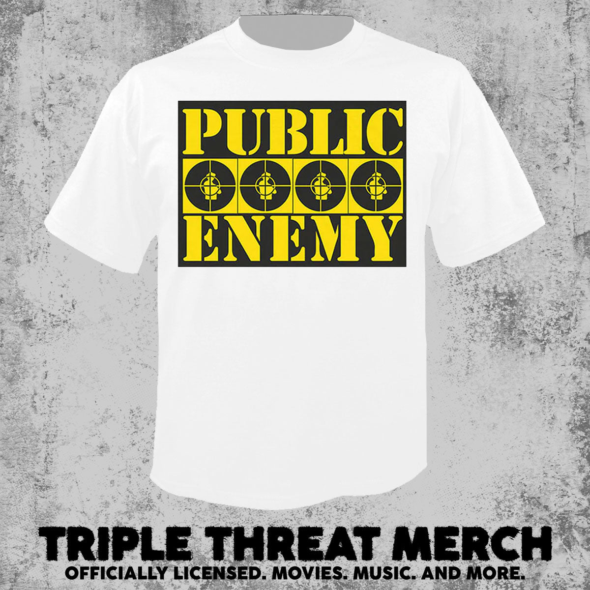 Public Enemy - Yellow Logo (White)  [Mens Shirt]
