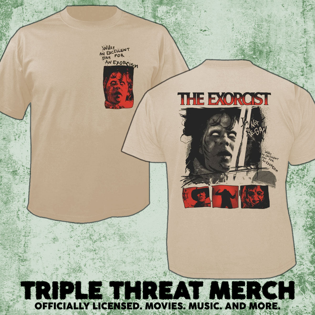 Exorcist - Excellent Day For An Exorcism (Tan) (Front And Back Print) [Mens Shirt]