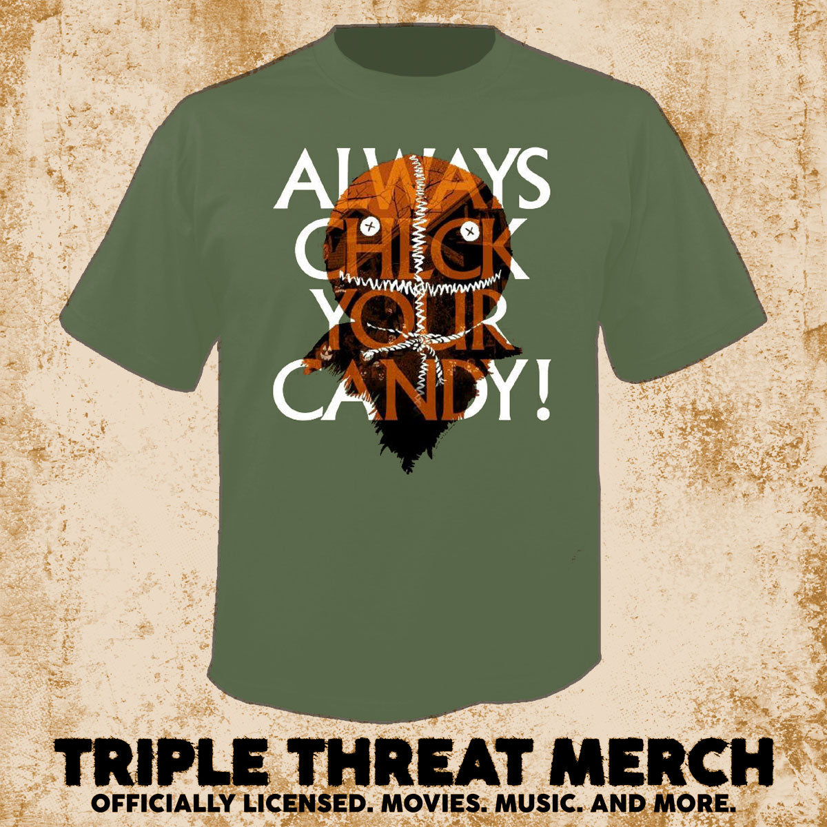 Trick R Treat - Check Your Candy (Face) (Green) [Mens Shirt]