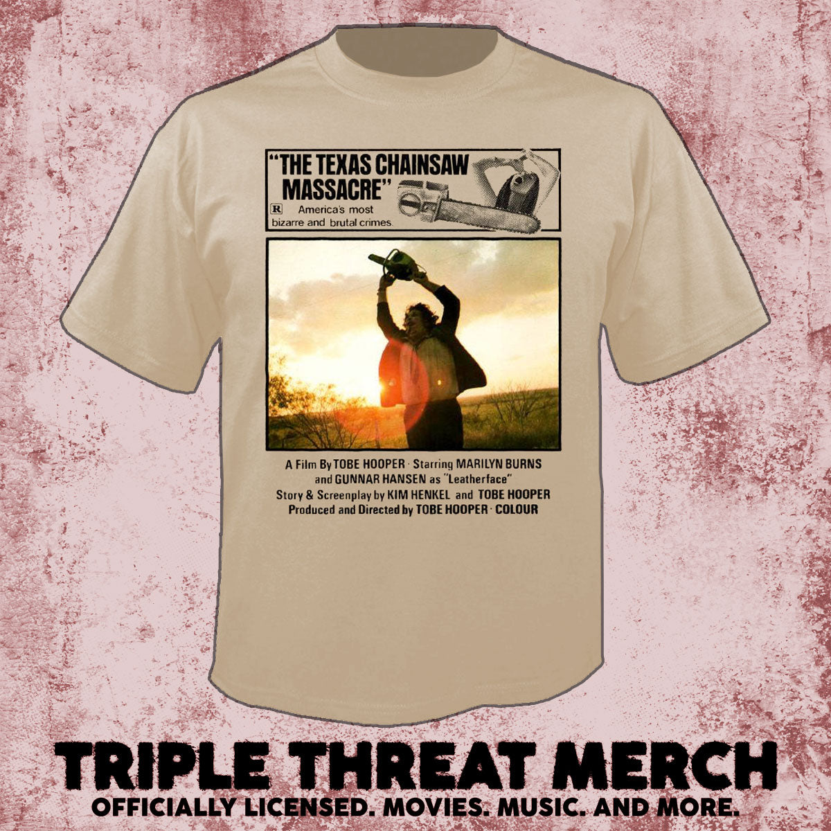 Texas Chainsaw Massacre - Can You Survive (Tan) (Front And Back Print) [Mens Shirt]