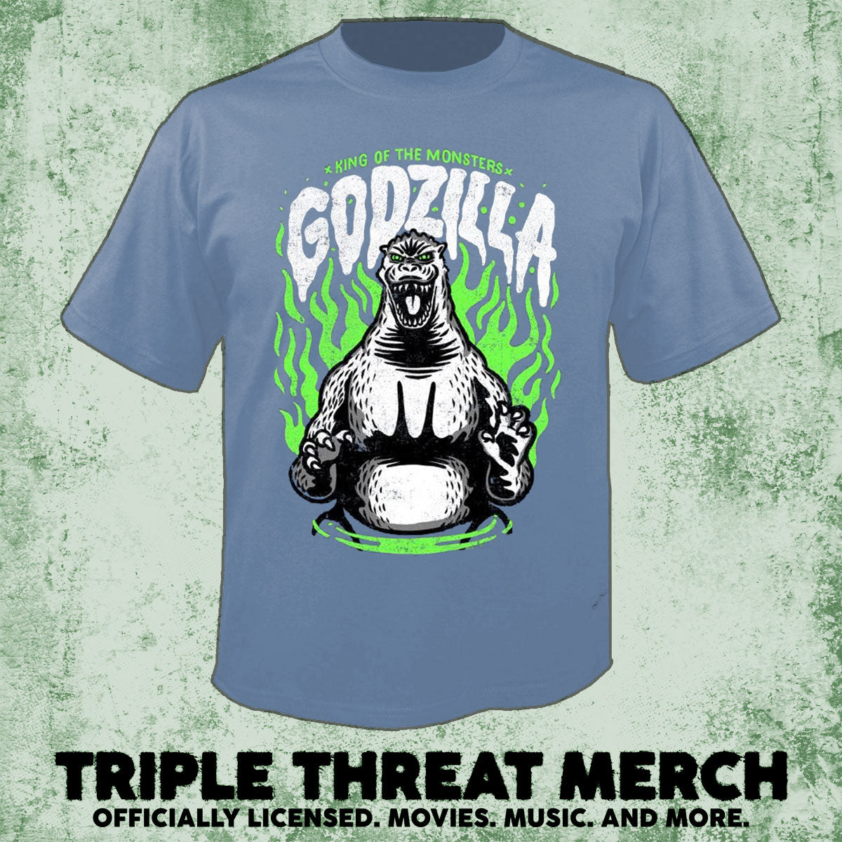 Godzilla - Fire (Light Blue) [Mens Shirt]