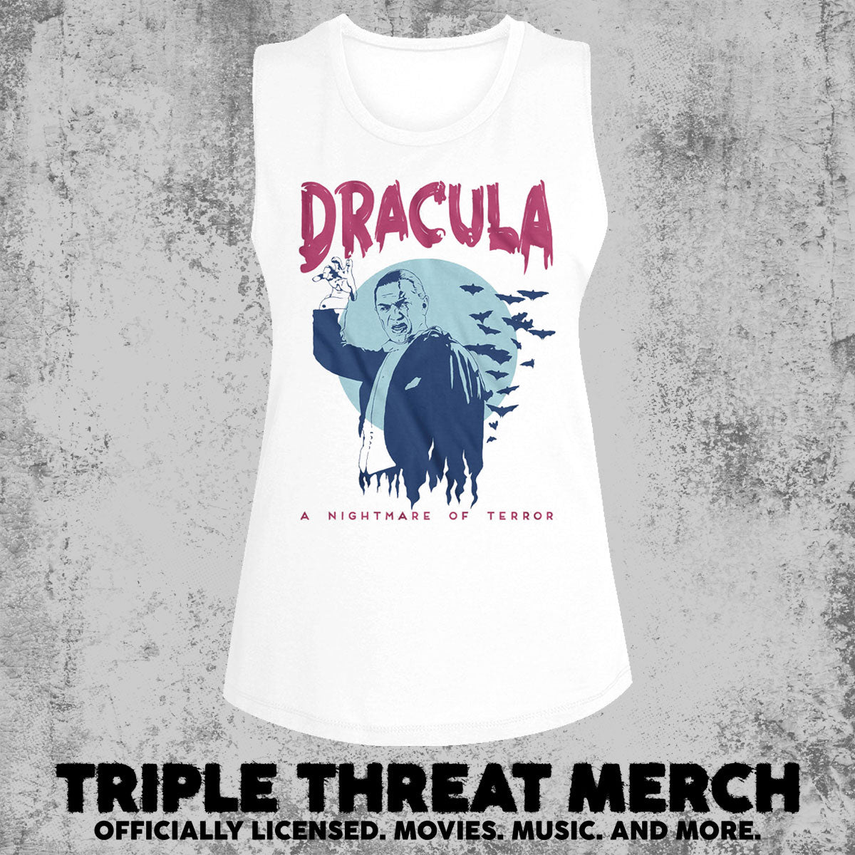 Dracula - A Nightmare Of Terror (White) [Womens High Neck Tanktop]