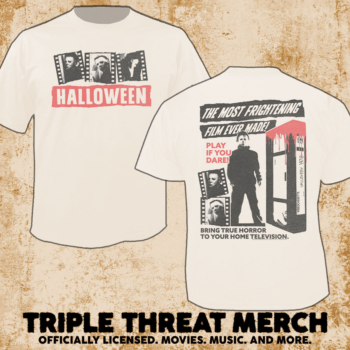 Halloween - Bring True Horror (Cream - Front And Back Print) [Mens Shirt]