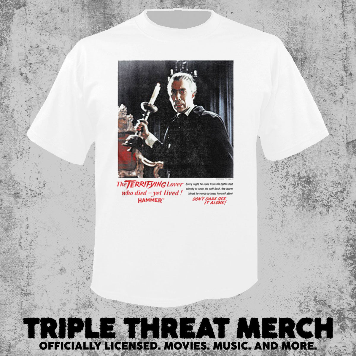 Dracula - Dont Dare See It Alone (White - Front And Back Print) [Mens Shirt]