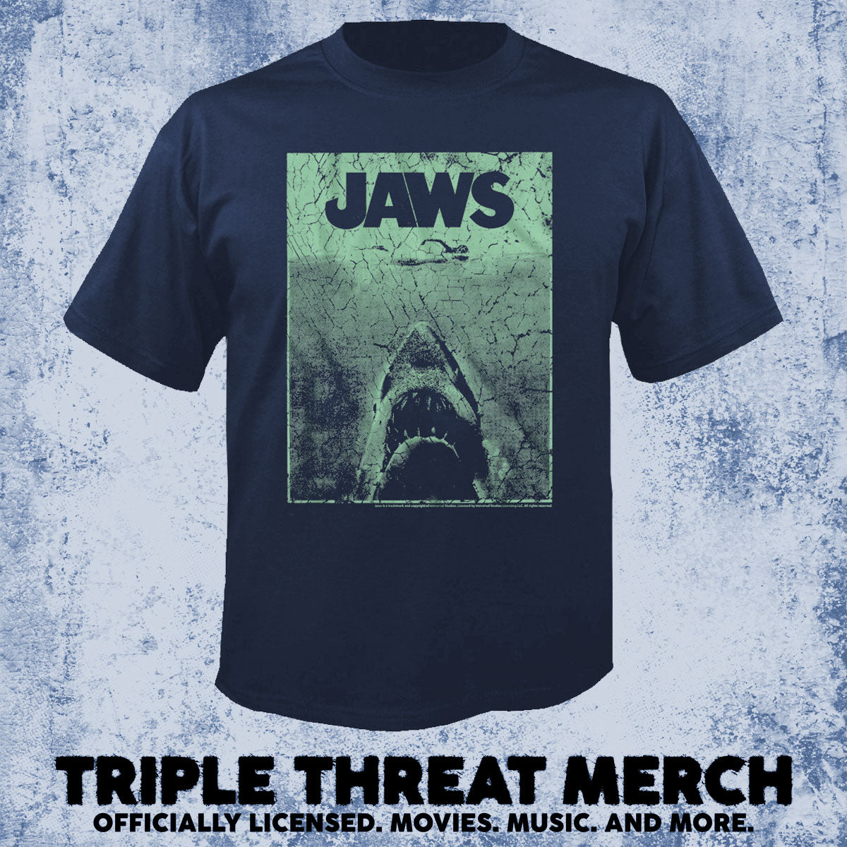 Jaws - Teal Cover (Navy Heather) [Mens Shirt]