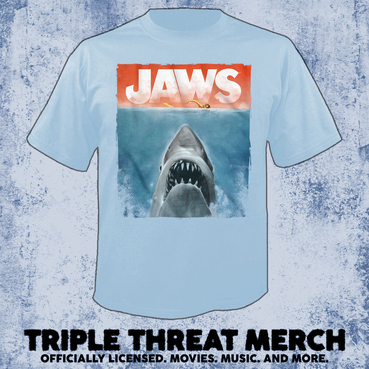 Jaws - Watercolor Poster (Blue) [Mens Shirt]