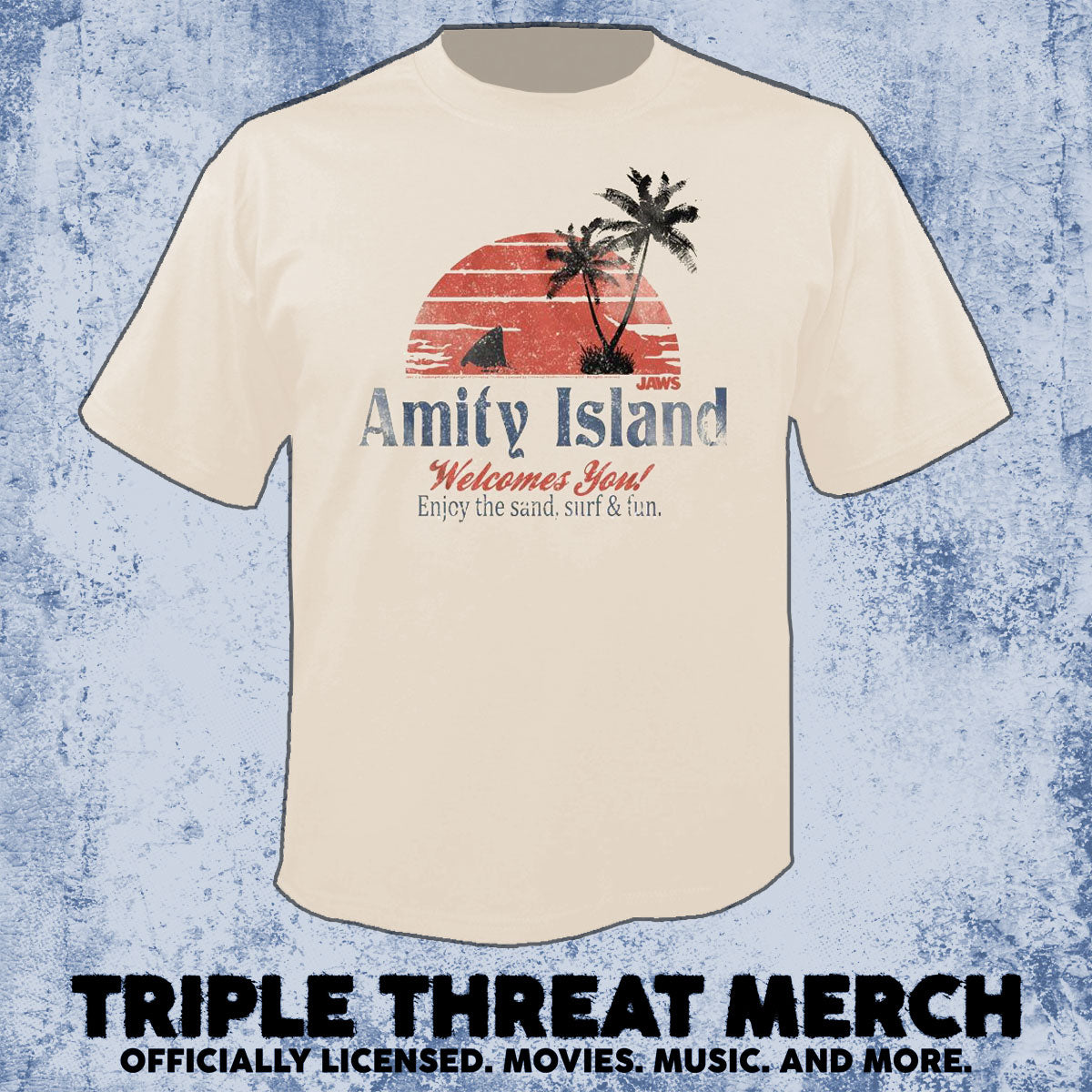 Jaws - Amity Island (Cream) [Mens Shirt]