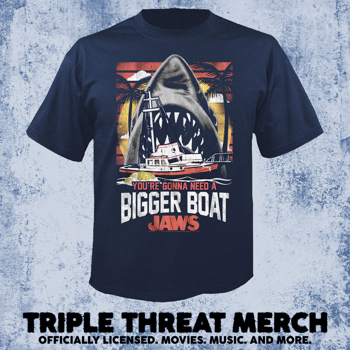 Jaws - Bigger Boat (Navy-Shark) [Mens Shirt]