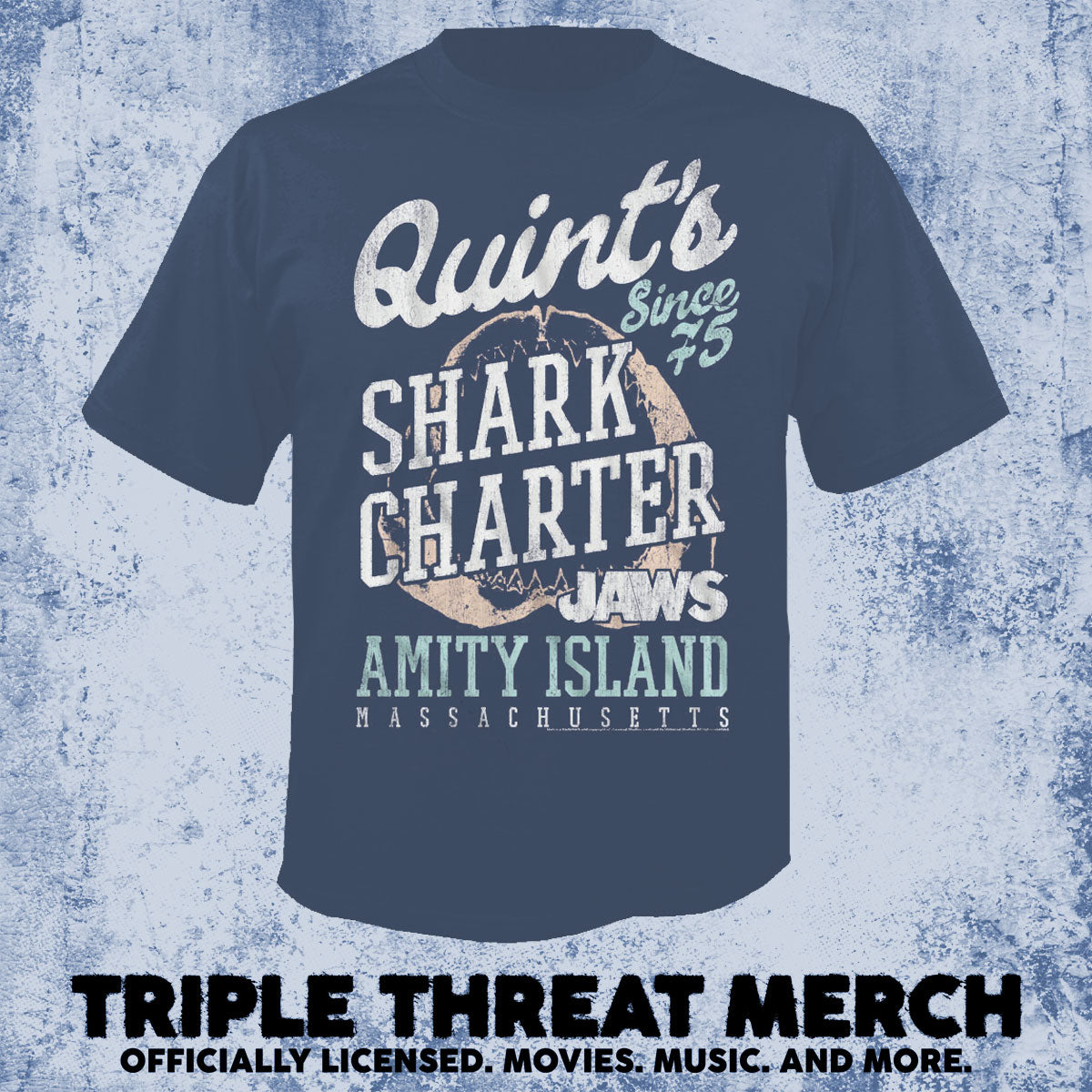 Jaws - Quints Shark Charter (Navy) [Mens Shirt]