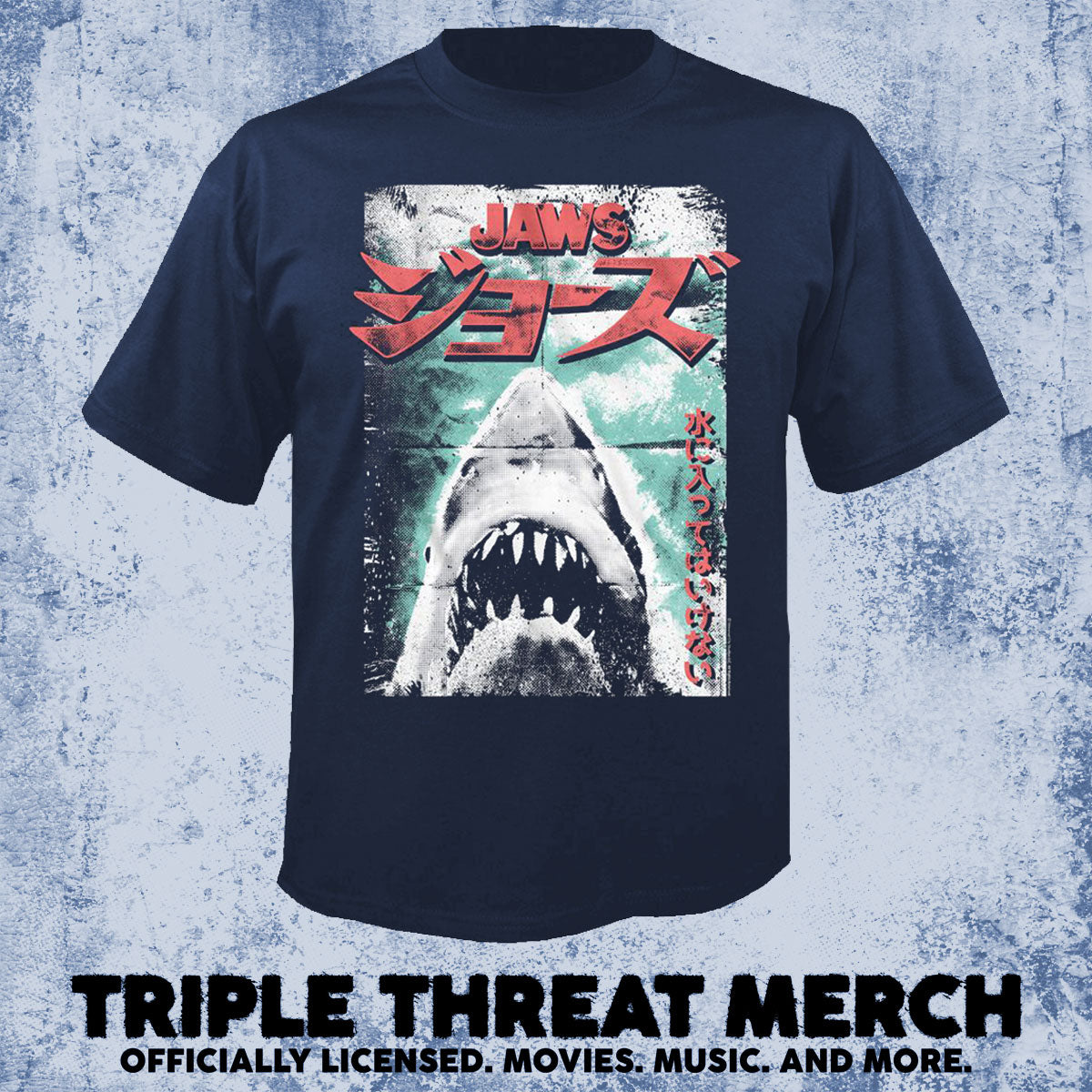 Jaws - Kanji Poster (Navy) [Mens Shirt]
