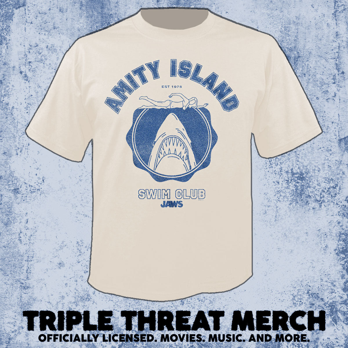 Jaws - Amity Swim Club (Cream) [Mens Shirt]