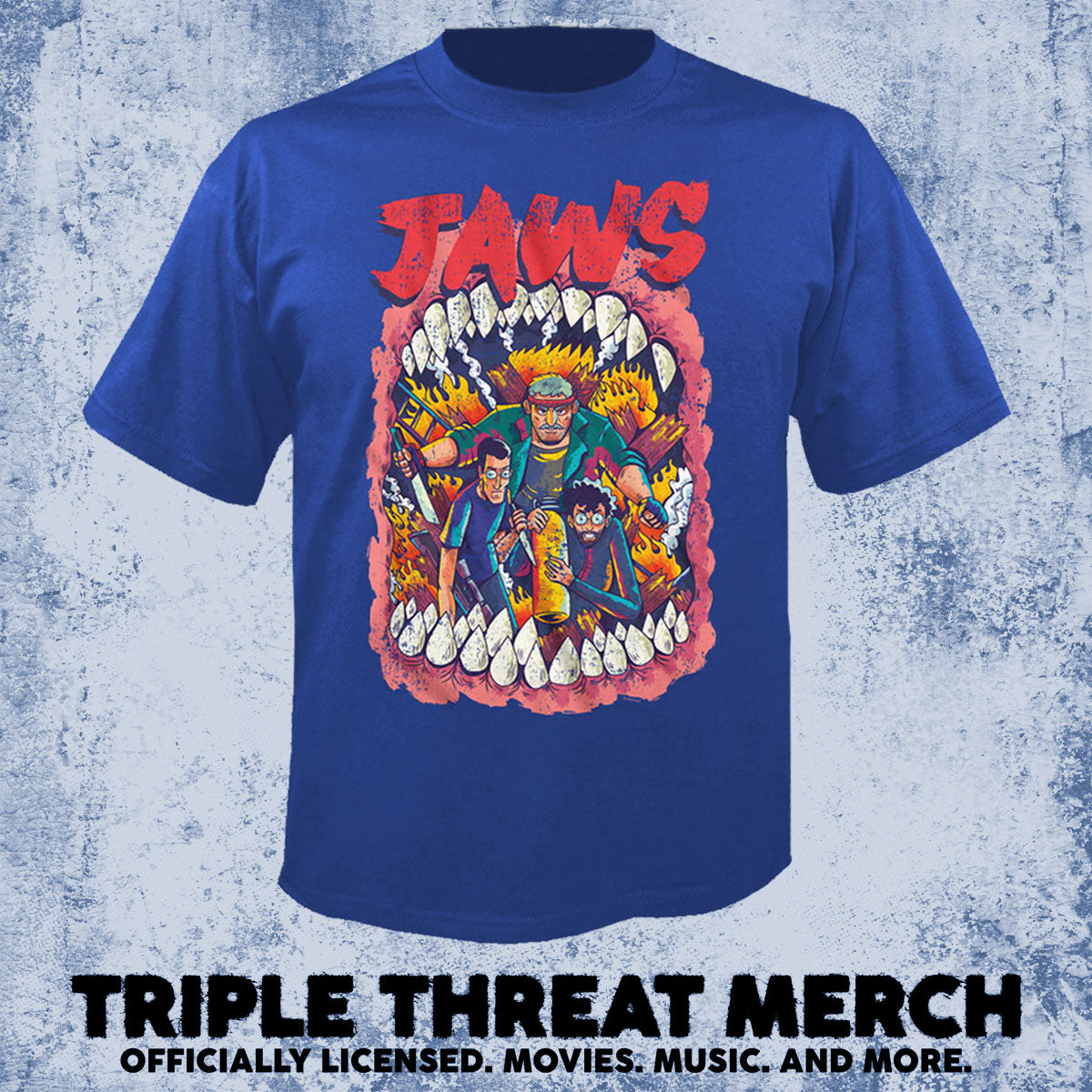 Jaws - Cartoon (Blue) [Mens Shirt]