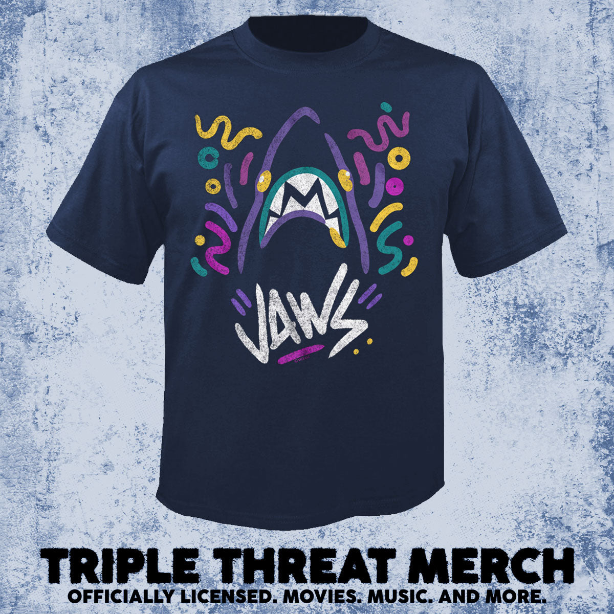 Jaws - Neon Shark (Navy) [Mens Shirt]