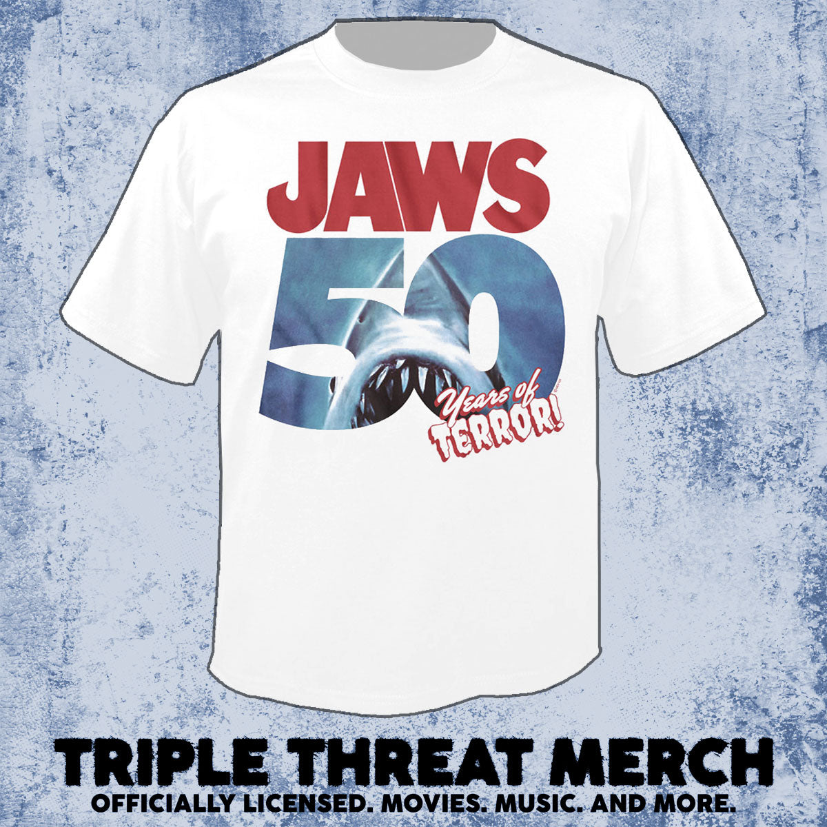 Jaws - 50th Anniversary (White) [Mens Shirt]