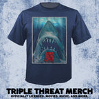 Jaws - 50th Anniversary Poster (Navy) [Mens Shirt]