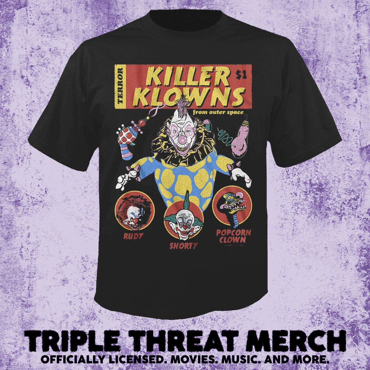 Killer Klowns From Outer Space - Klownzilla Comic (Charcoal) [Mens Shirt]