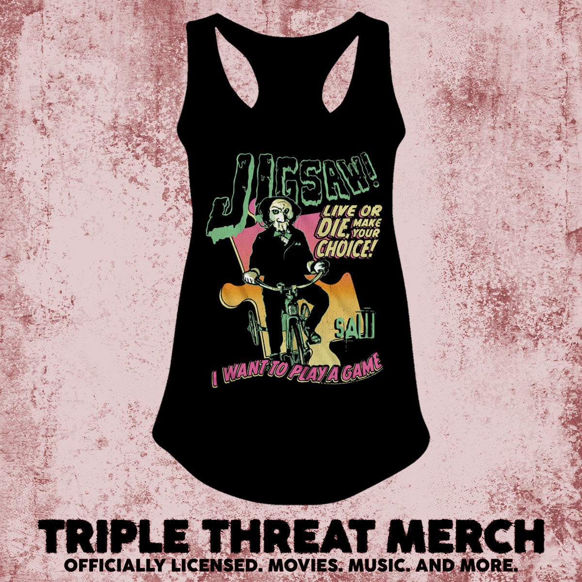 Saw - Neon Puzzle [Womens Racerback Tanktop]