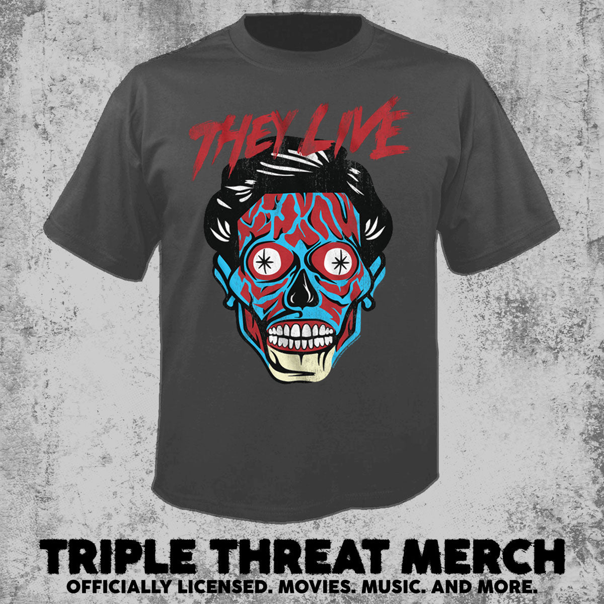 They Live - Ghoul Close Up (Charcoal) [Mens Shirt]